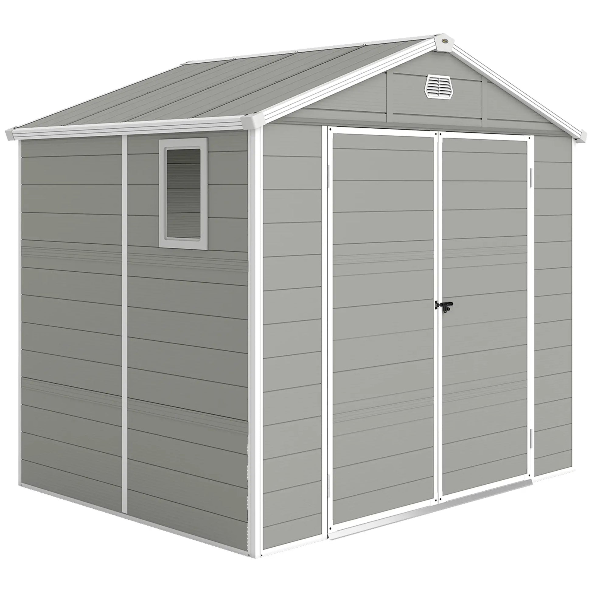 8' x 6' Plastic Garden Storage Shed, Light Grey Sheds at Gallery Canada