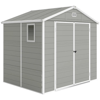8' x 6' Plastic Garden Storage Shed, Light Grey Sheds at Gallery Canada