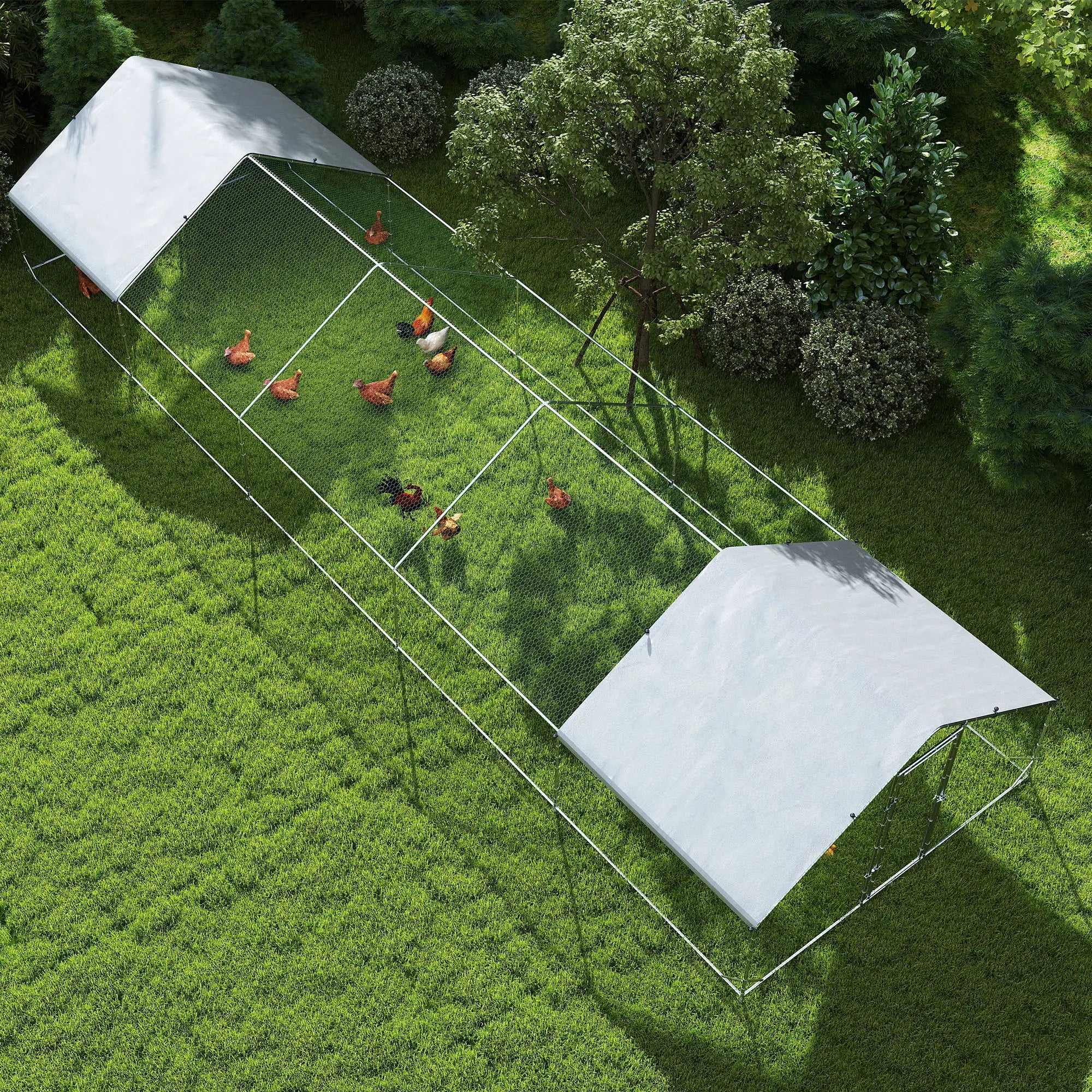 Metal Chicken Coop, Water UV Protection Cover, 9.8' x 32.8' x 6.4' Chicken Coops at Gallery Canada