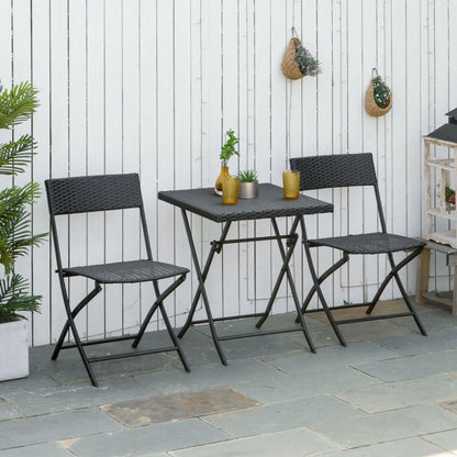 3-Piece Outdoor Folding Rattan Bistro Set, Mixed Brown, Brown Bistro Sets at Gallery Canada