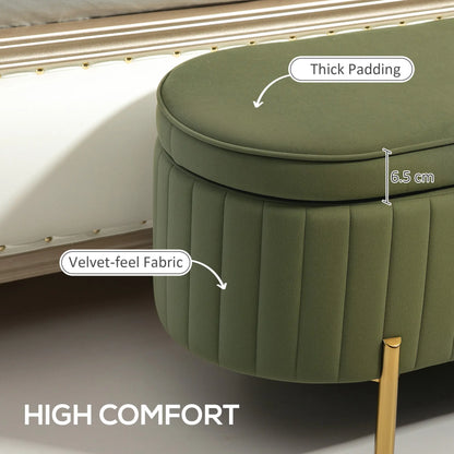 Upholstered Channel Tufted Ottoman Bench, Dark Green Storage Ottomans & Benches at Gallery Canada