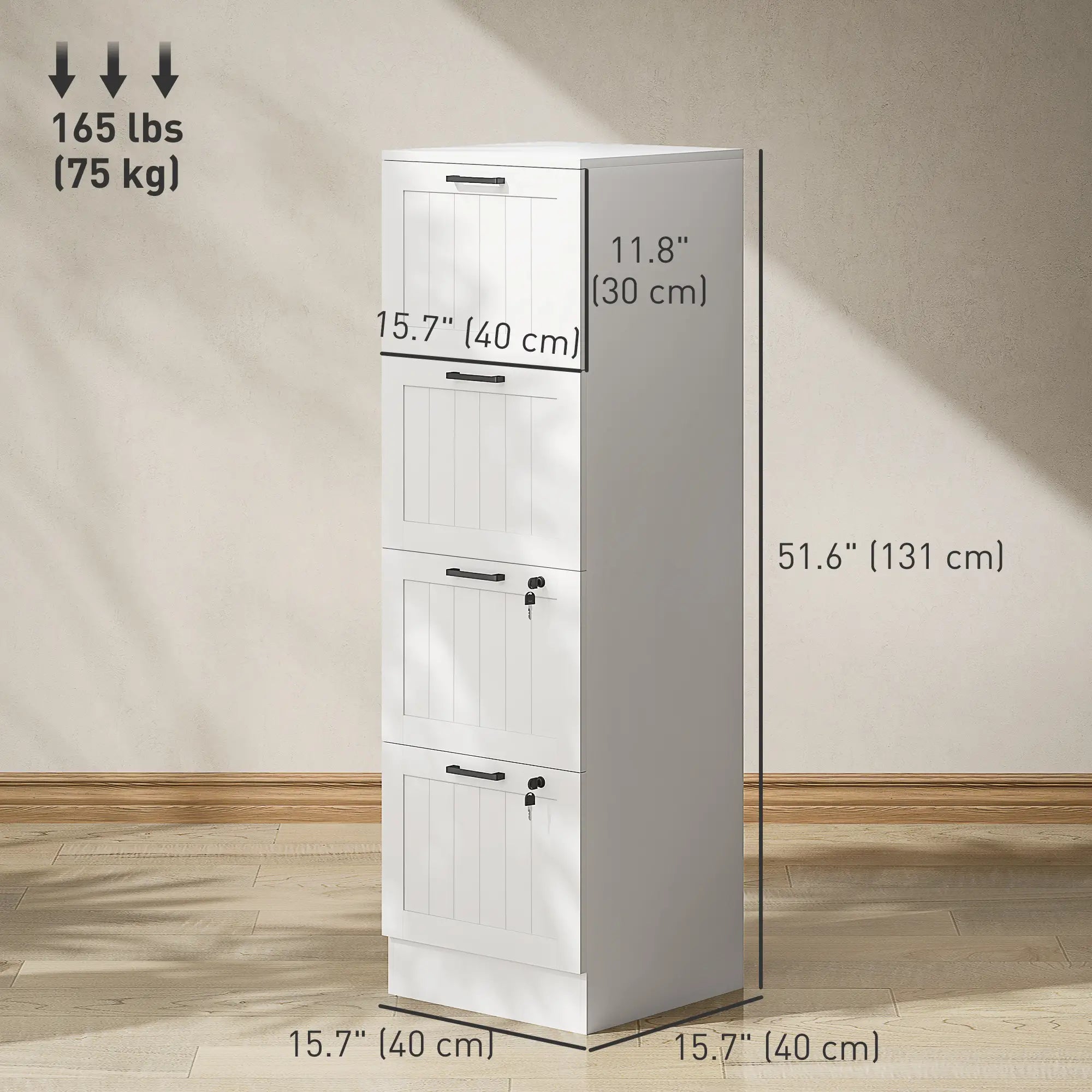 4 Drawer Filing Cabinet with Lock, Office Storage, A4 Letter Size, White Office Cabinets & Cupboards at Gallery Canada