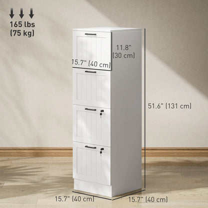 4 Drawer Filing Cabinet with Lock, Office Storage, A4 Letter Size, White Office Cabinets & Cupboards at Gallery Canada