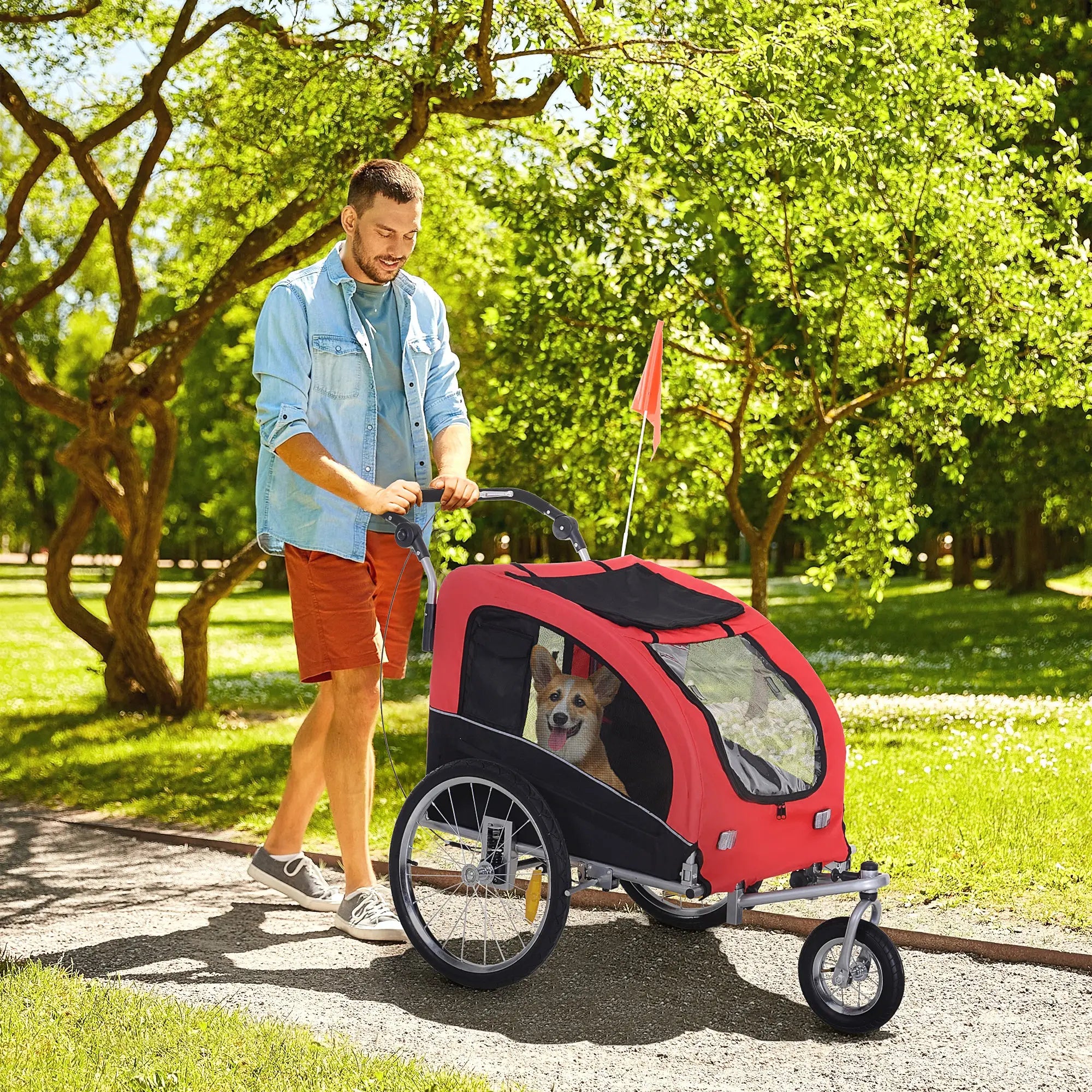 Elite II Dog Bike Trailer, 2-In-1 Pet Stroller, Red Dog Bike Trailers & Strollers at Gallery Canada