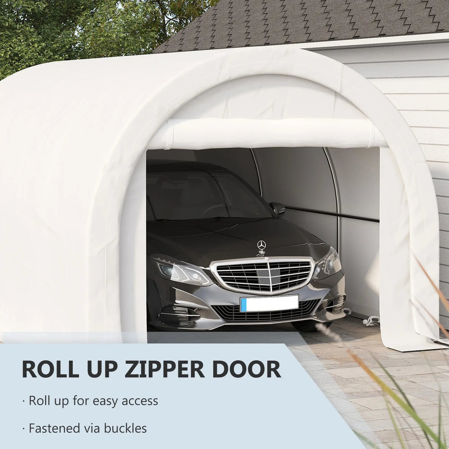 10' x 16' Heavy Duty Carport Tent, PE Cover, White Car Shelters at Gallery Canada