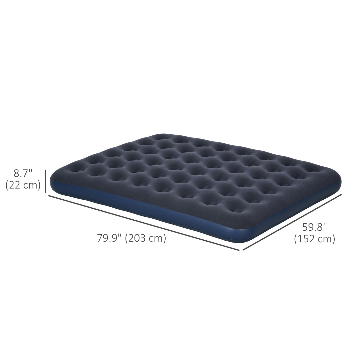 Air Mattress Queen, Inflatable Air Bed with Flocked Surface for Guest, Camping, Travel, Dark Blue at Gallery Canada