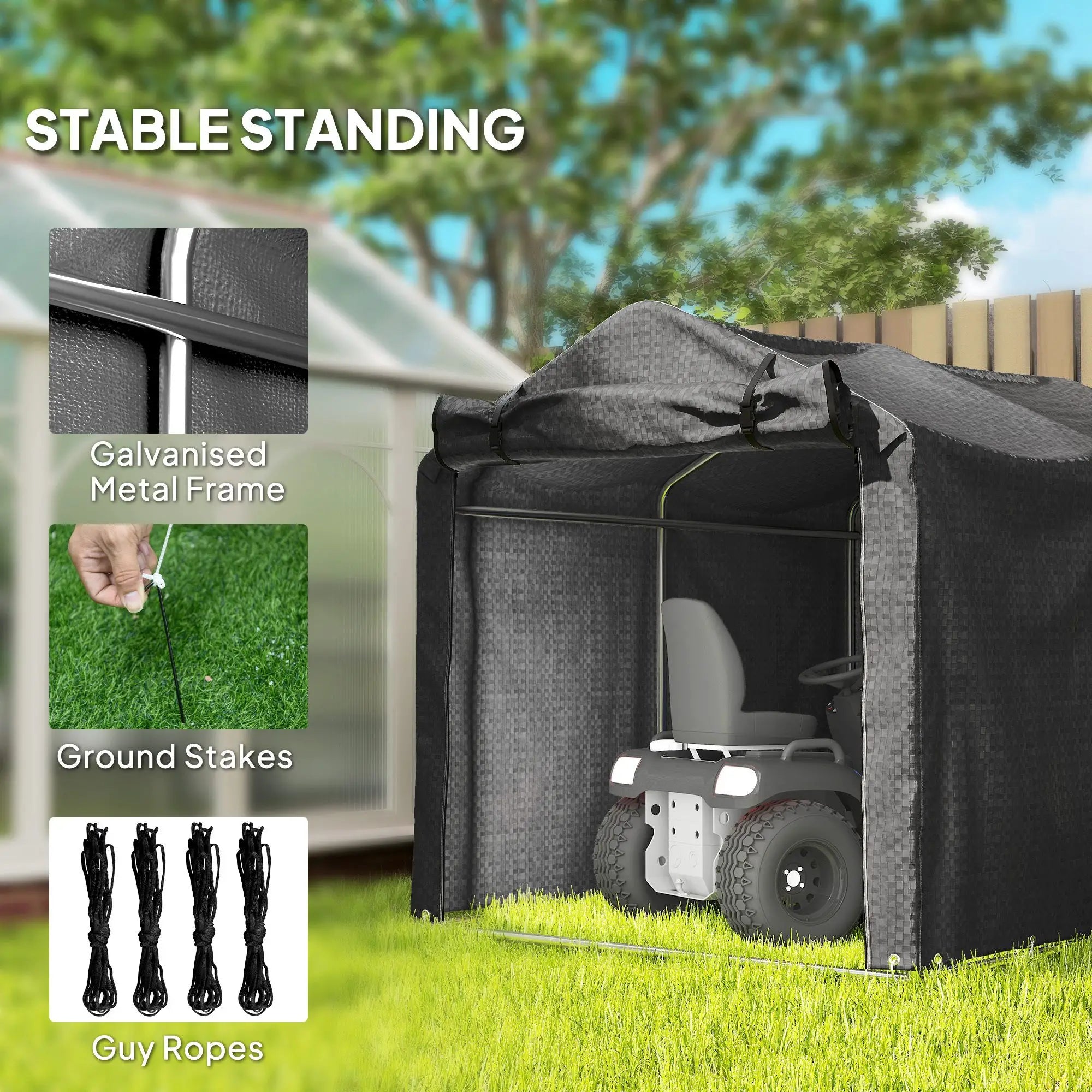 Outdoor Storage Shed, UV Resistant Bike Tent, Portable for Motorcycle, Black Portable Shed at Gallery Canada
