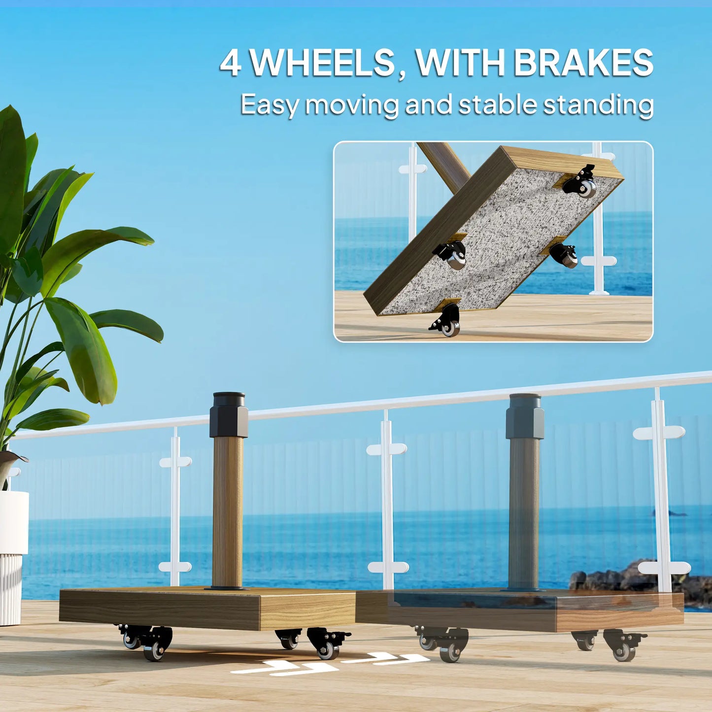 Heavy Duty Patio Umbrella Stand with Wheels, Outdoor Base Holder Umbrella Bases at Gallery Canada