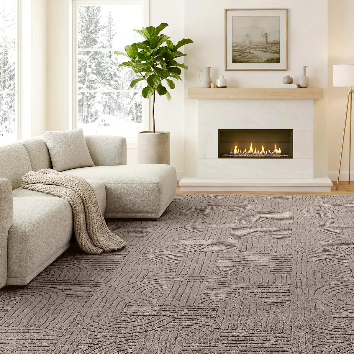 5x7 Faux Fur Rug, Non-Slip Carpet for Living Room, Bedroom, Tan Area Rugs at Gallery Canada
