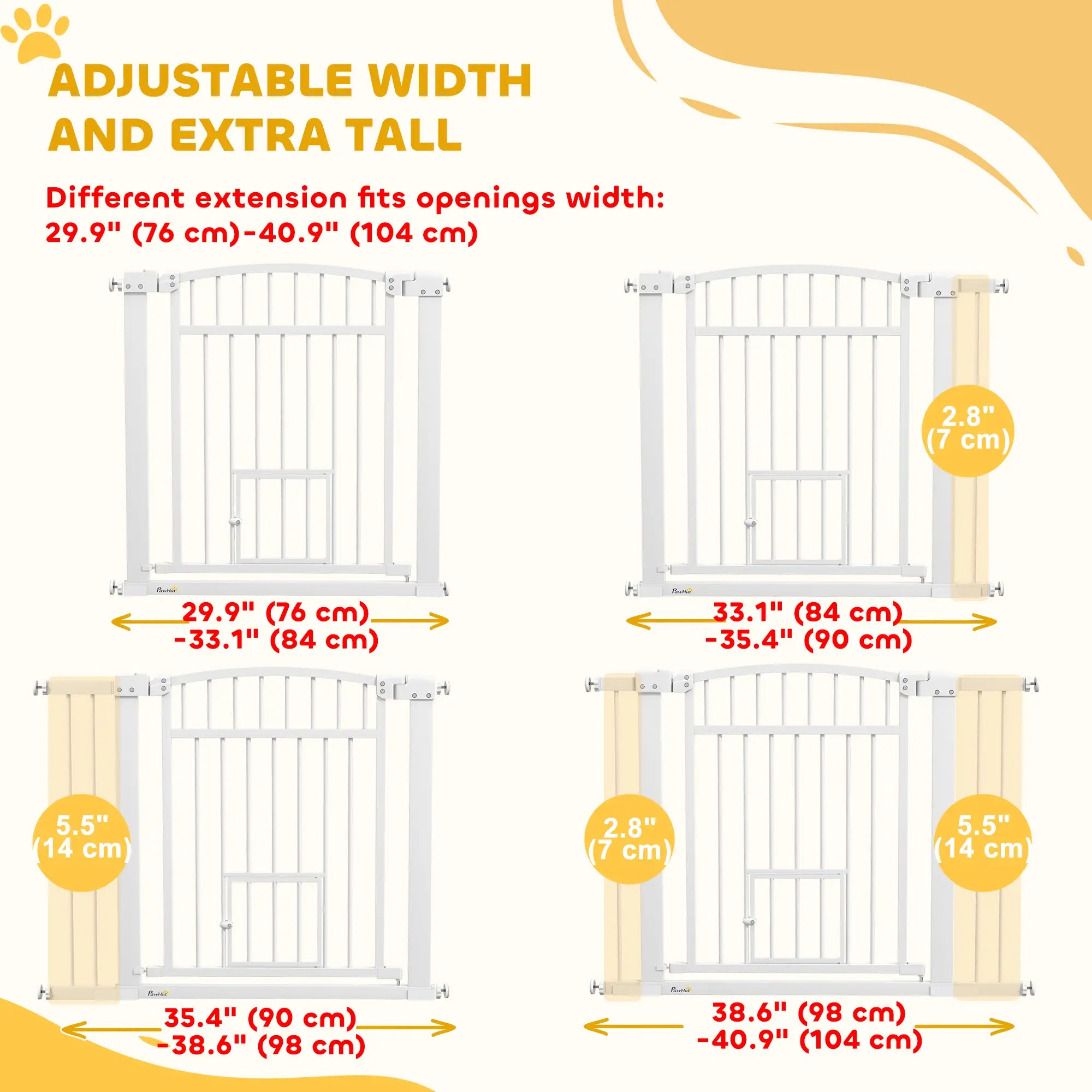 30-41 Inch Extra Wide Pet Gate, Small Door, 30 Inch H, 3 and 5.5 Inch Extensions Pet Gates at Gallery Canada