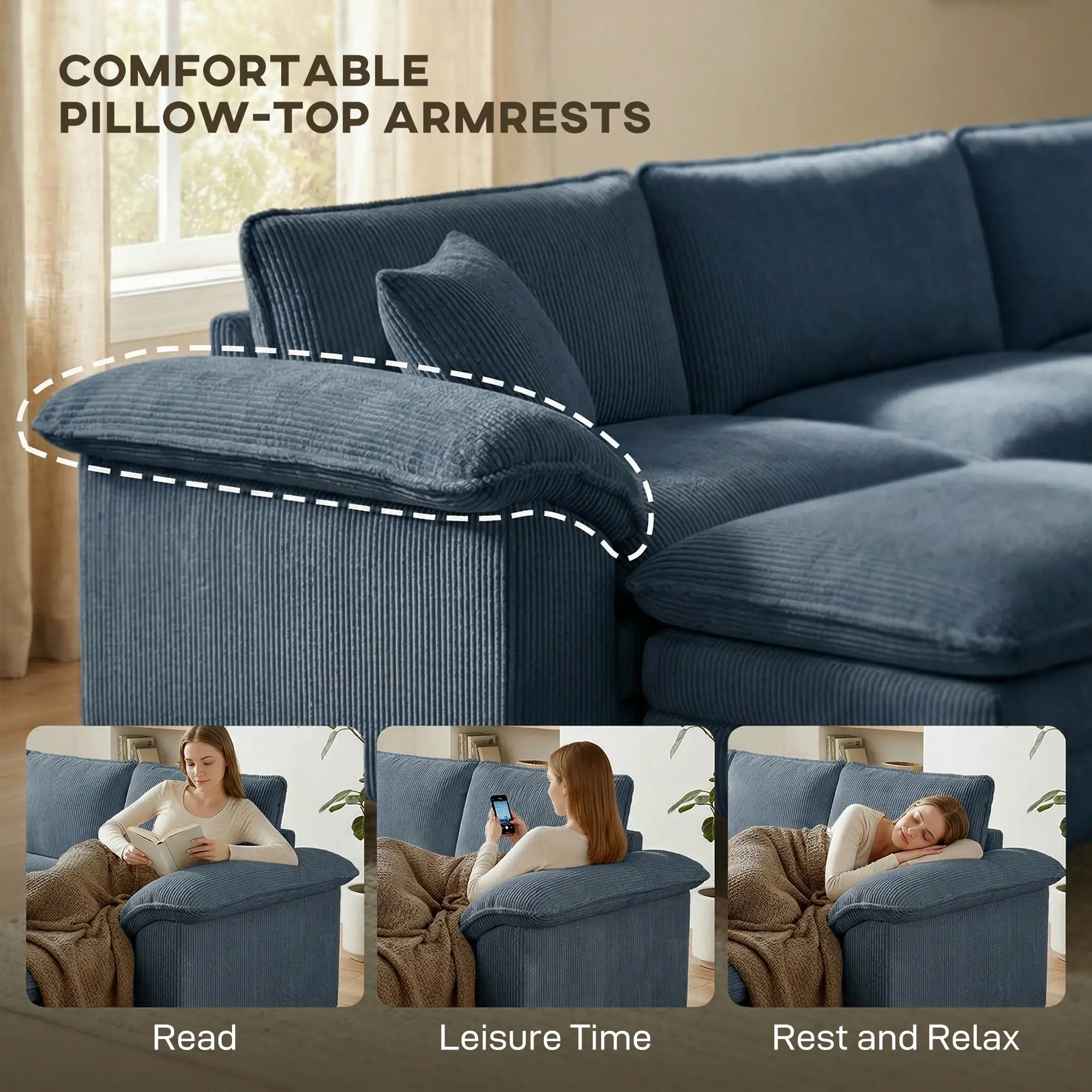 Sectional Sofa, L Shaped Couch, Deep Seat, Blue L Shaped Couchs at Gallery Canada