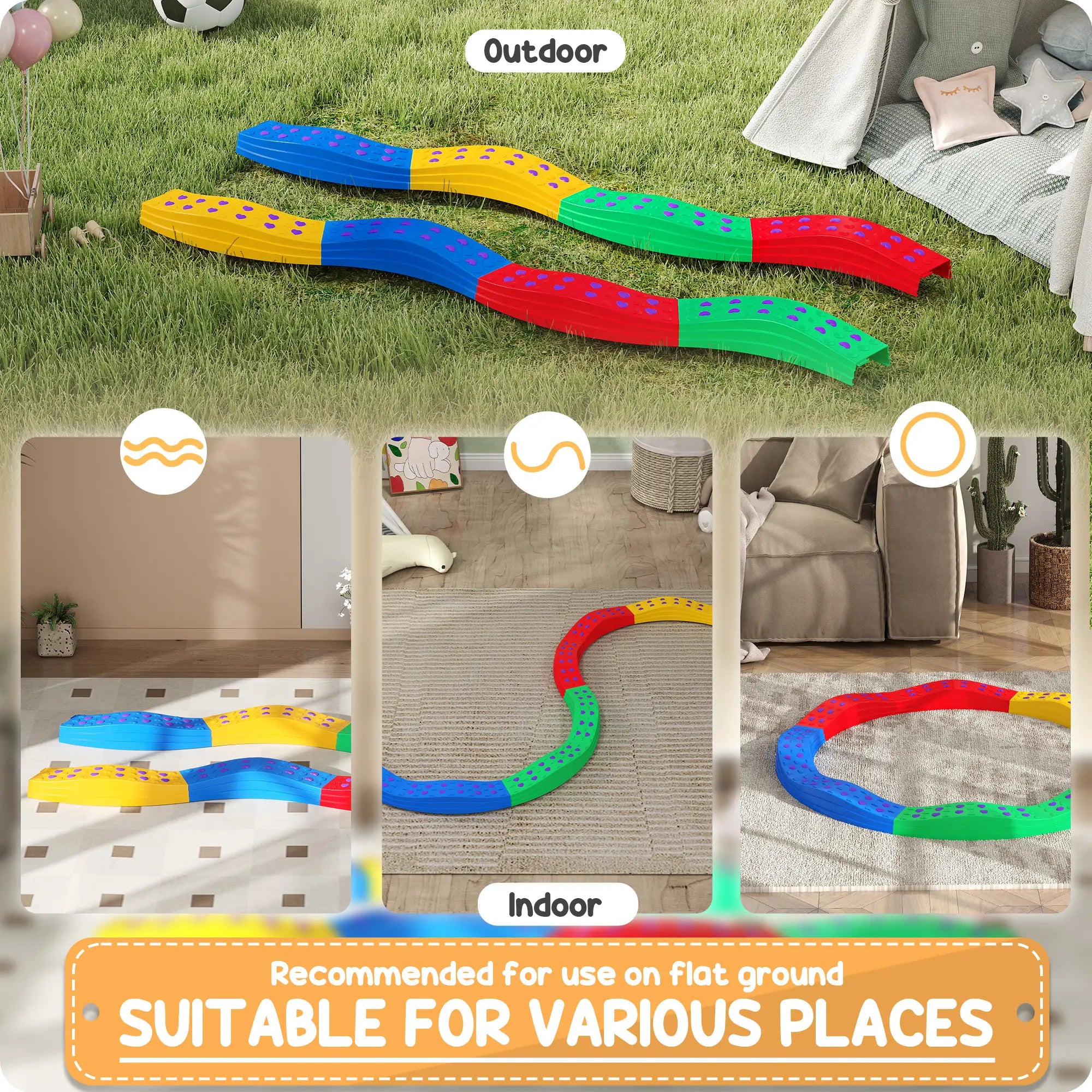 8PCs Kids Balance Beam Stepping Stones, Non-Slip Foot Pads Baby Gym & Playmats at Gallery Canada
