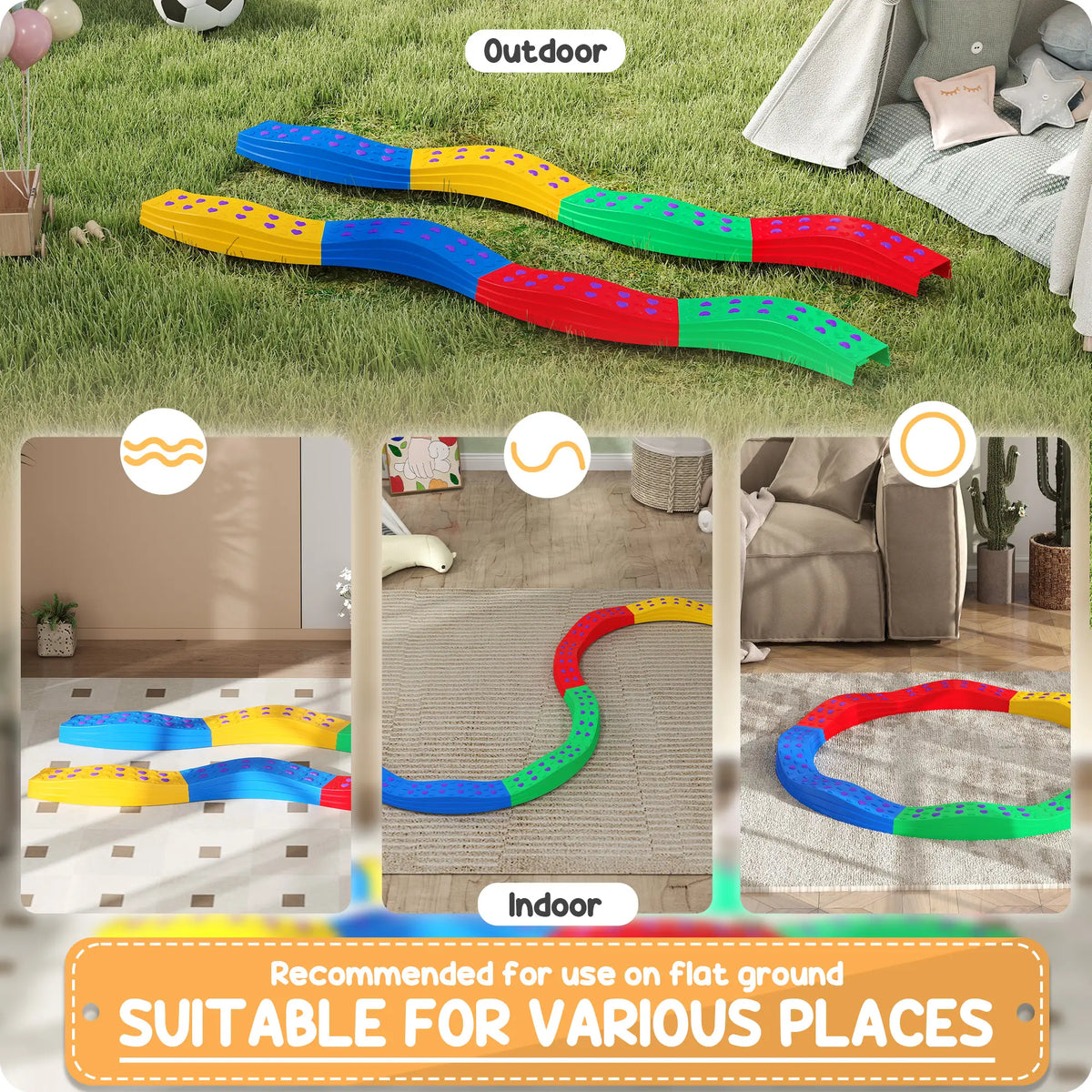 8PCs Kids Balance Beam Stepping Stones, Non-Slip Foot Pads Baby Gym & Playmats at Gallery Canada