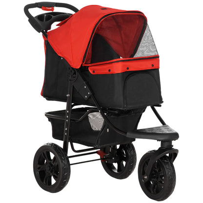3 Wheel Folding Dog Stroller, Adjustable Canopy, Storage Brake, Mesh Window, S&M Dogs, Red Dog Bike Trailers & Strollers at Gallery Canada