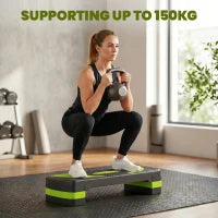 Adjustable Aerobic Stepper, Exercise Step Platform, 4"-6"-8", Green