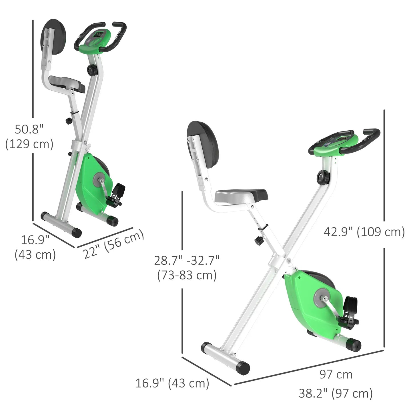Foldable Indoor Stationary Bike, 8-Level Magnetic Resistance, Green Exercise & Stationary Bikes at Gallery Canada