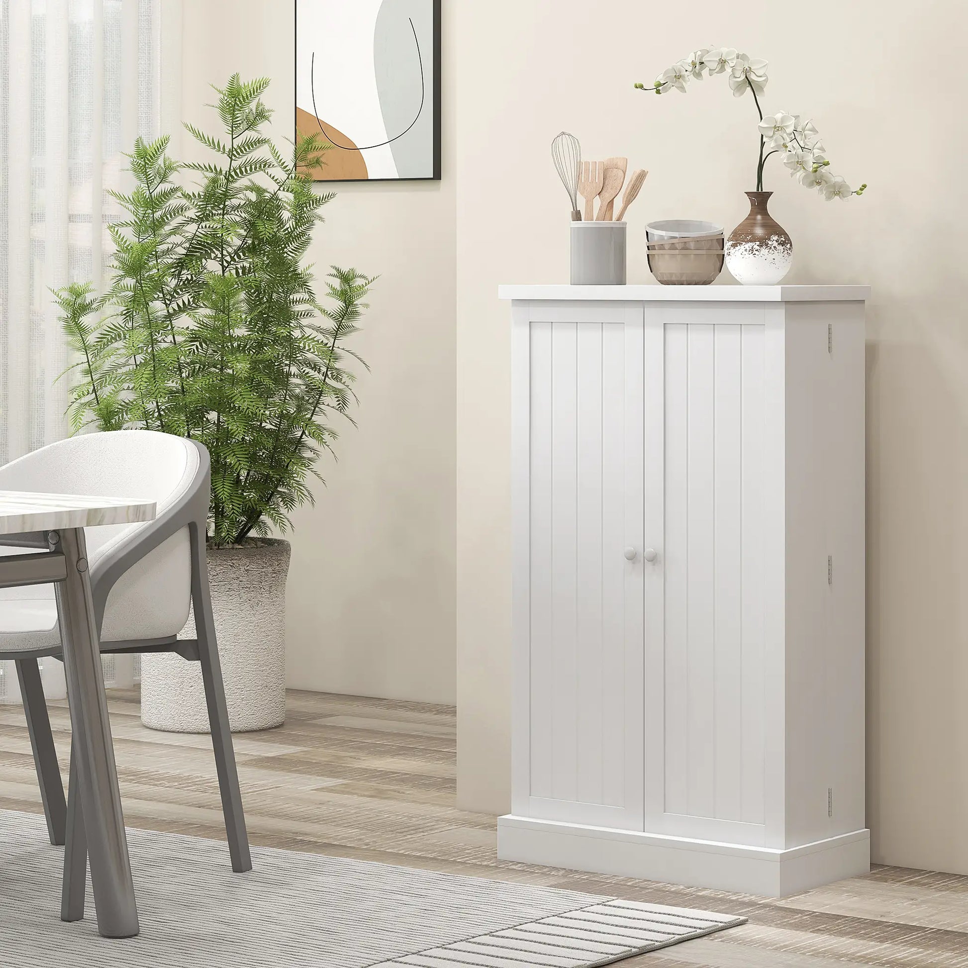 Freestanding Kitchen Pantry Cabinet, 5-Tier Shelf, 12 Spice Racks, Adjustable Shelves, White Kitchen Pantry Cabinets at Gallery Canada