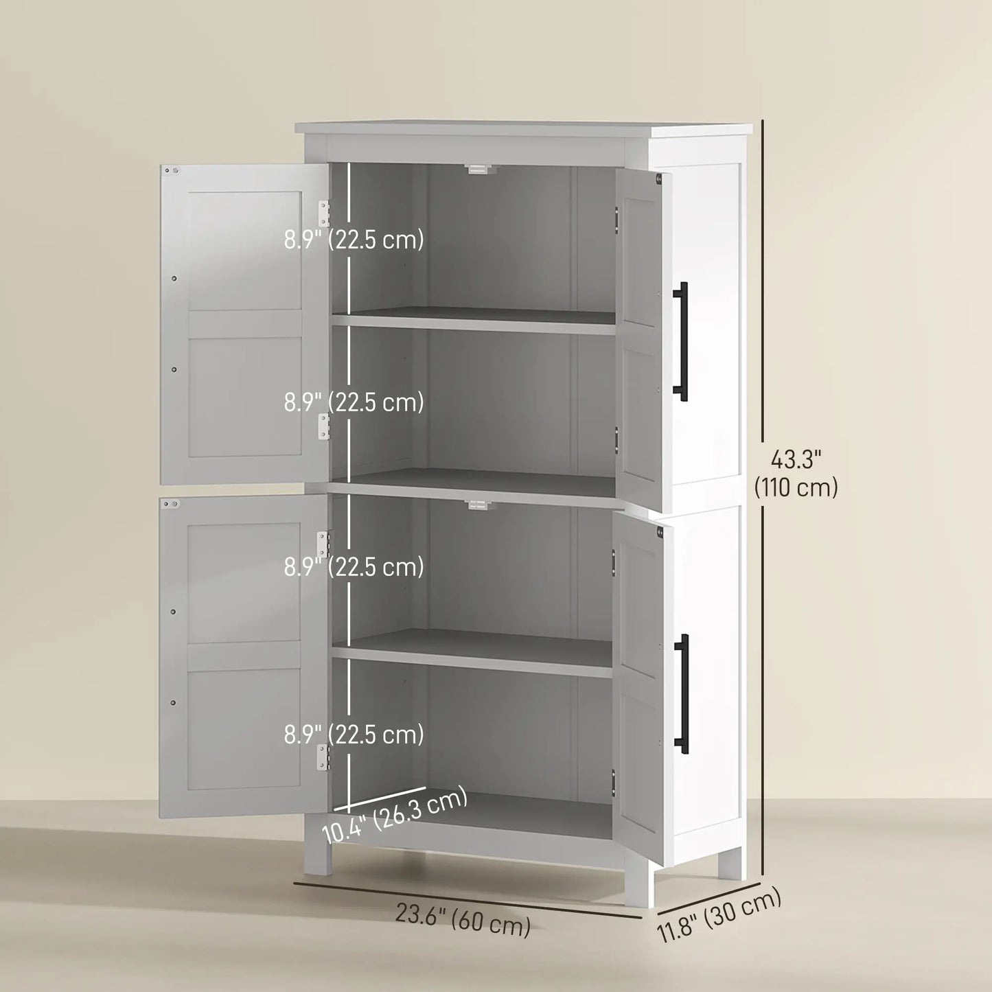Farmhouse Bathroom Storage Cabinet, Adjustable Shelf, White Bathroom Cabinets at Gallery Canada