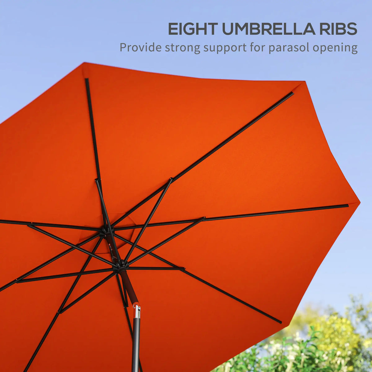 Parasol de marché rond 10' x 8', parasol de patio avec inclinaison à manivelle, orange
