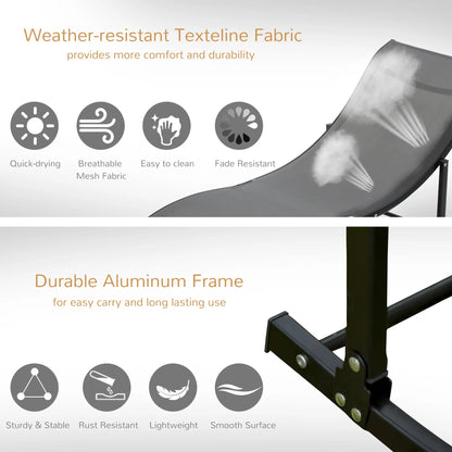 Foldable Pool Chaise Lounge Chairs, Set of 2, 264lbs Capacity, Dark Grey Lounger Chairs at Gallery Canada