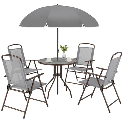 6-Piece Outdoor Dining Set, Round Table, 4 Folding Chairs, Grey Outdoor Dining Sets Grey at Gallery Canada