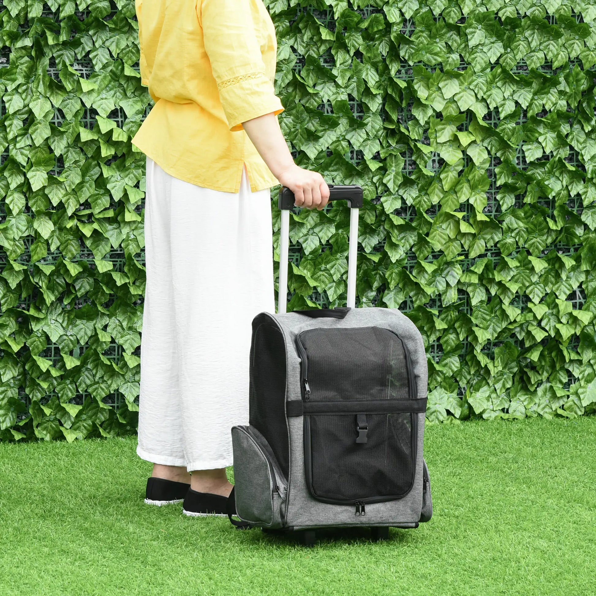 2-in-1 Pet Carrier Backpack, Rolling Wheel, Grey Dog Bike Trailers & Strollers at Gallery Canada