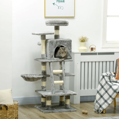 49 Inch Cat Tree for Indoor Cats, Light Grey Cat Towers at Gallery Canada