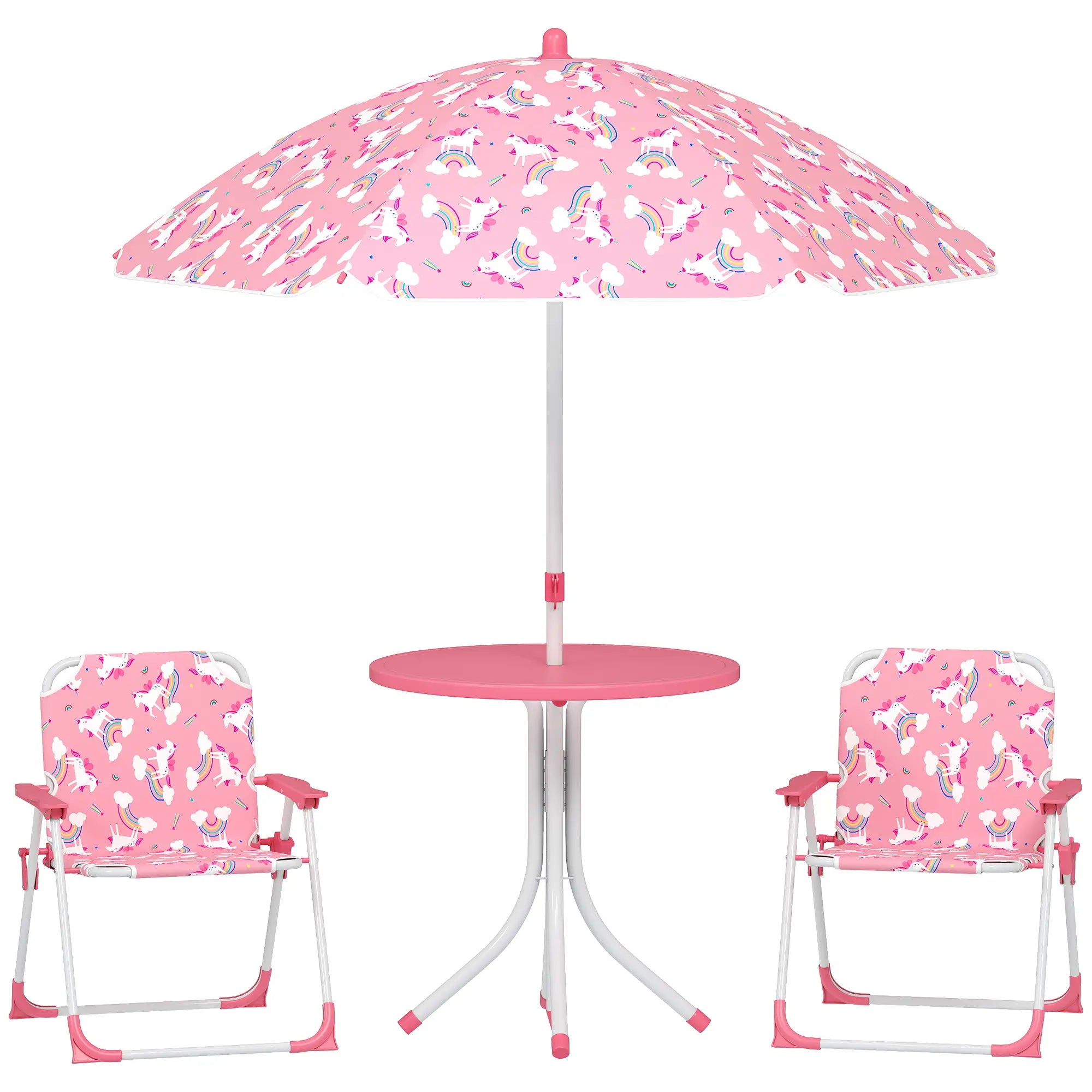 Kids Picnic Table Set, 2 Folding Chairs, Umbrella, Pink Kids Outdoor Furniture at Gallery Canada