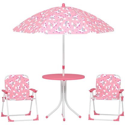 Kids Picnic Table Set, 2 Folding Chairs, Umbrella, Pink Kids Outdoor Furniture at Gallery Canada