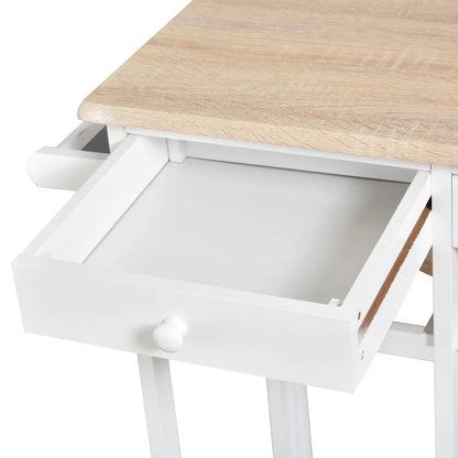 3 Piece Kitchen Cart Set, Drop Leaf Table, 2 Stools, Rolling Wheels, Wood, White Kitchen Islands & Kitchen Carts at Gallery Canada