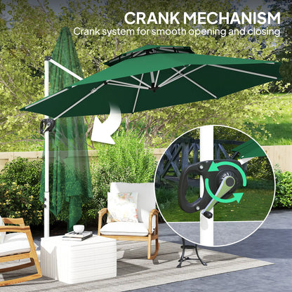 10 FT Cantilever Patio Umbrella, 360° Rotation, Adjustable Height, Dark Green Offset Cantilever Umbrellas at Gallery Canada