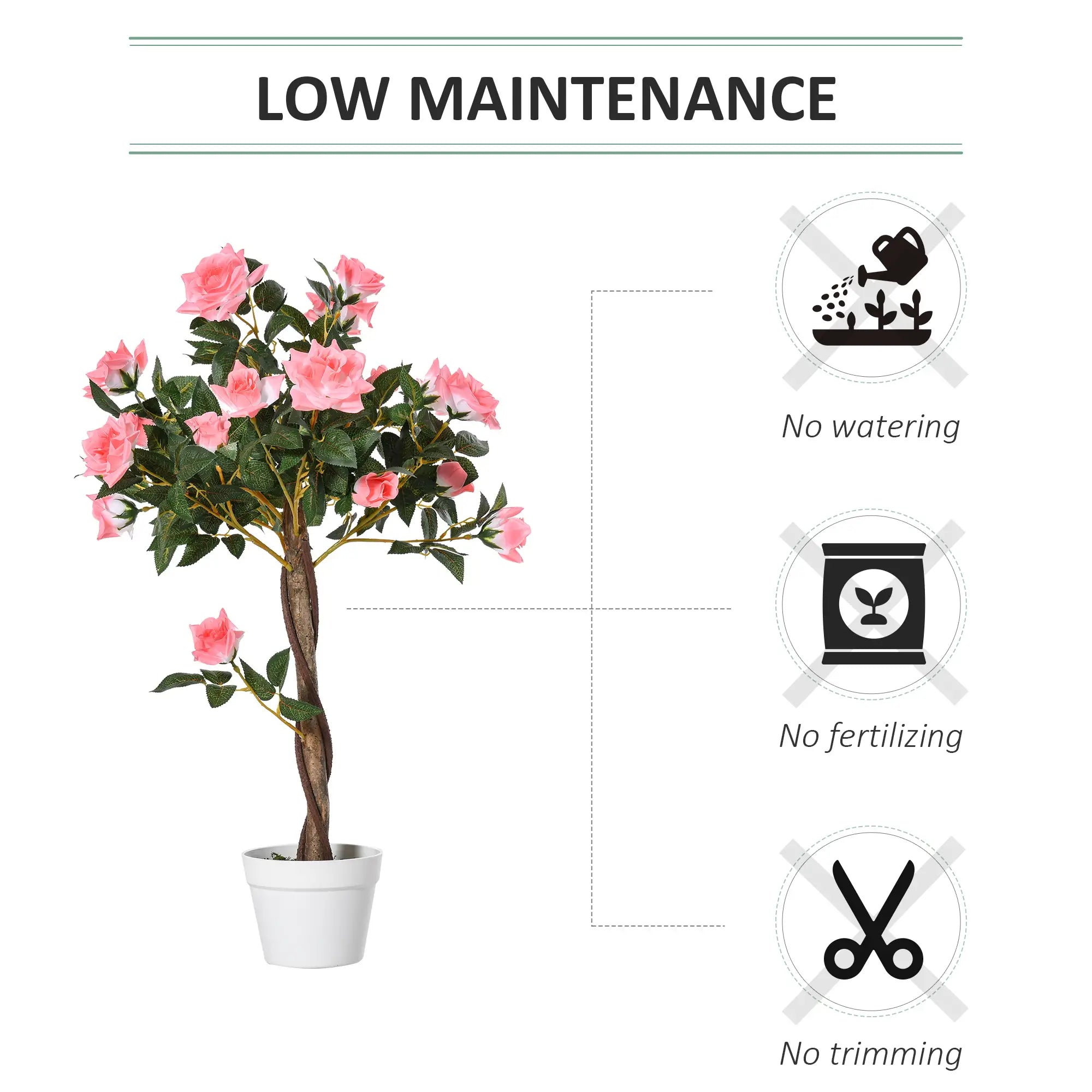 3FT Pink Rose Artificial Plant in Pot, Fake Plant for Home Decor, Pink Artificial Trees at Gallery Canada
