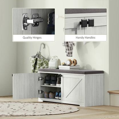 Shoe Storage Bench, Padded Seat, Holds 352 lb, 8 Pairs, Light Grey Shoe Storage Cabinets & Racks at Gallery Canada