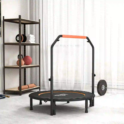 45" Foldable Mini Fitness Trampoline, Adjustable Foam Handle, Orange Trampolines at Gallery Canada