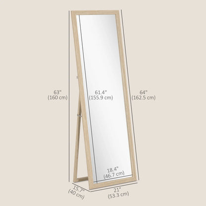 64" x 21" Full Length Mirror, Standing, Wall Mounted, Leaning, Bedroom, Living Room, Beige Full Length Mirrors at Gallery Canada