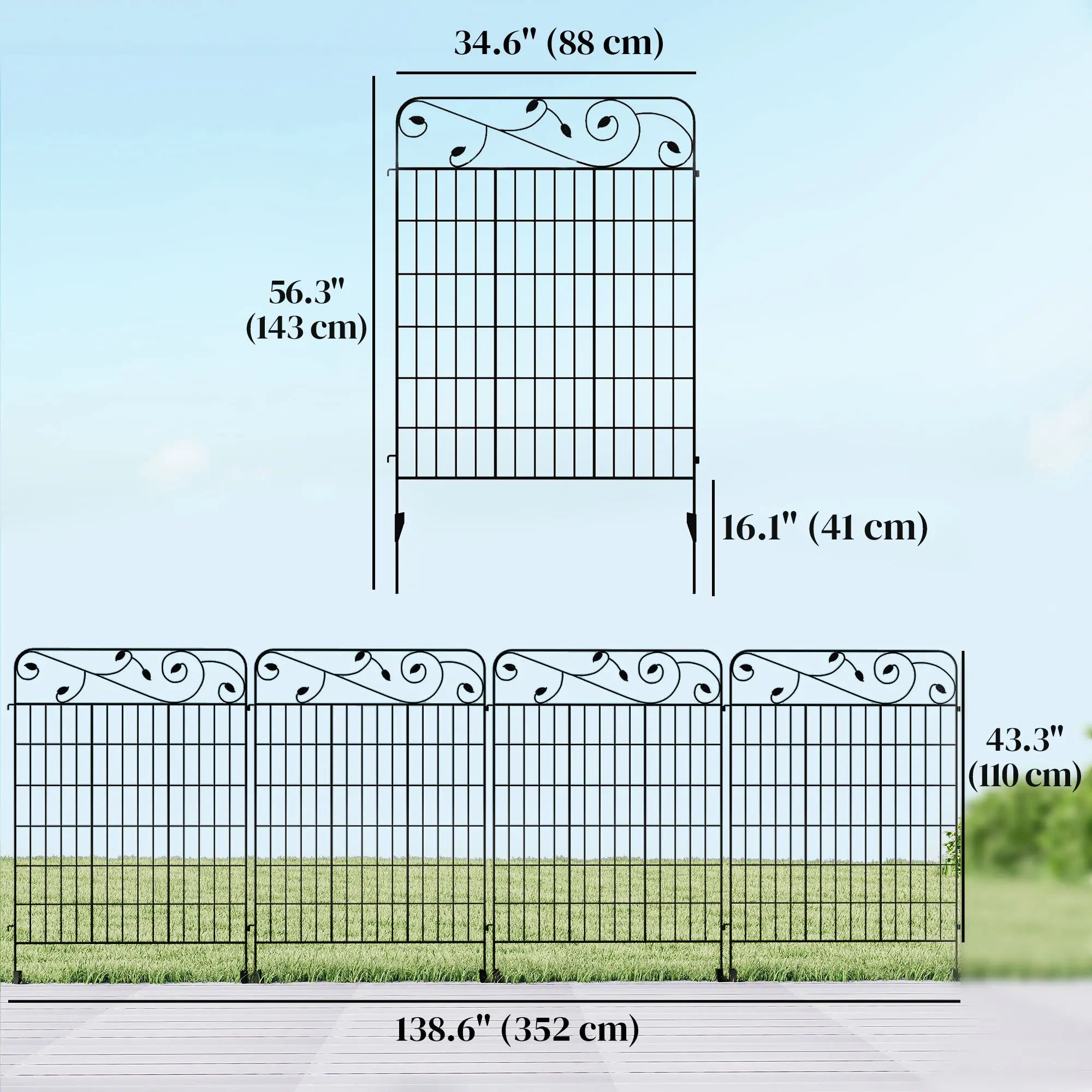 Outdoor Metal Garden Fence Panels, Animal Barrier, 4 Pack, Square Vines Garden Fences at Gallery Canada