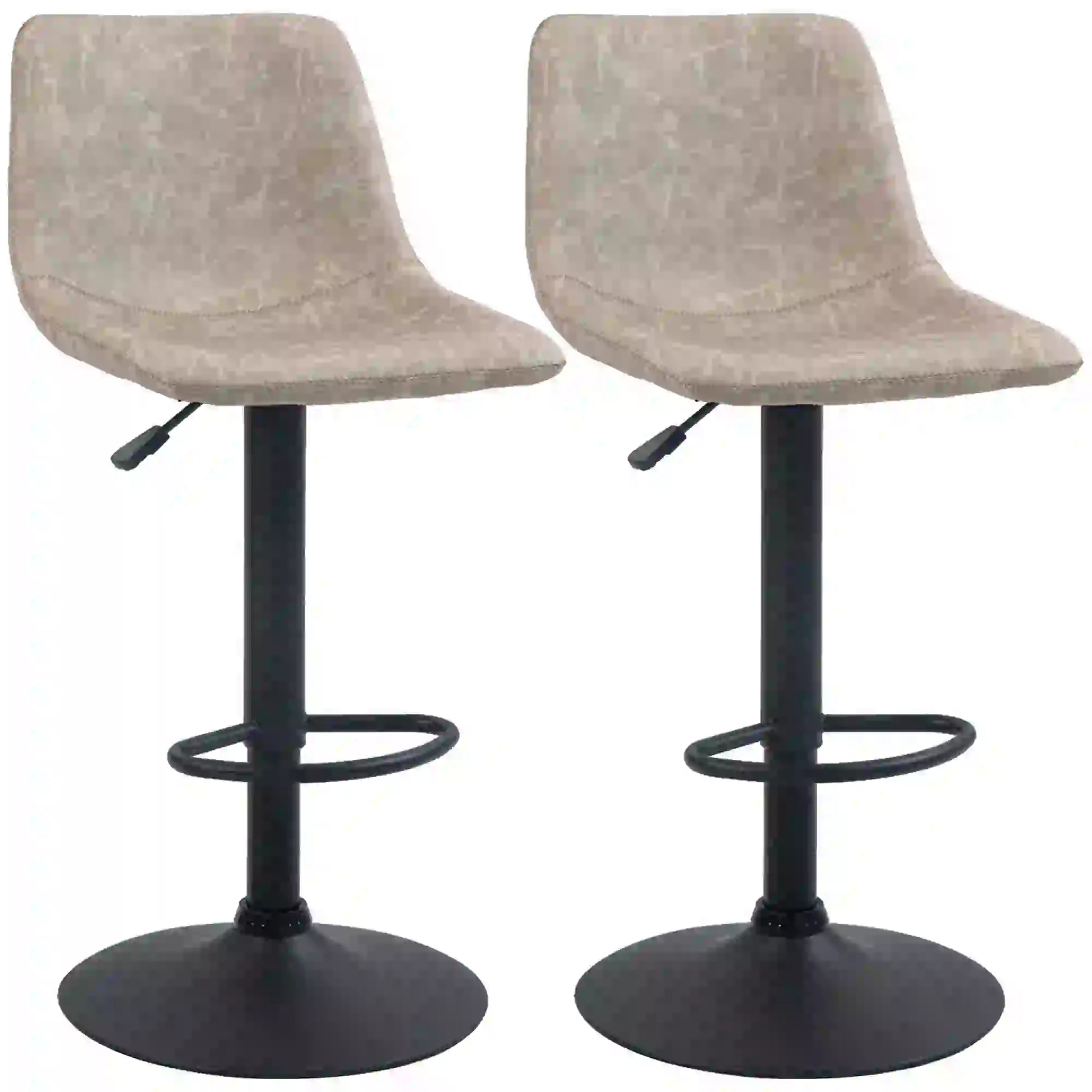 Adjustable Counter Height Bar Stools, Set of 2, 360° Swivel, Vintage Leather, Beige Bar Stools Beige at Gallery Canada