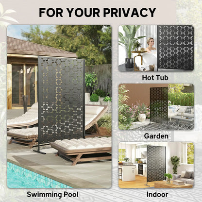 6.5FT Metal Privacy Screen, Grid Style, Outdoor Divider, Black Side Awnings at Gallery Canada