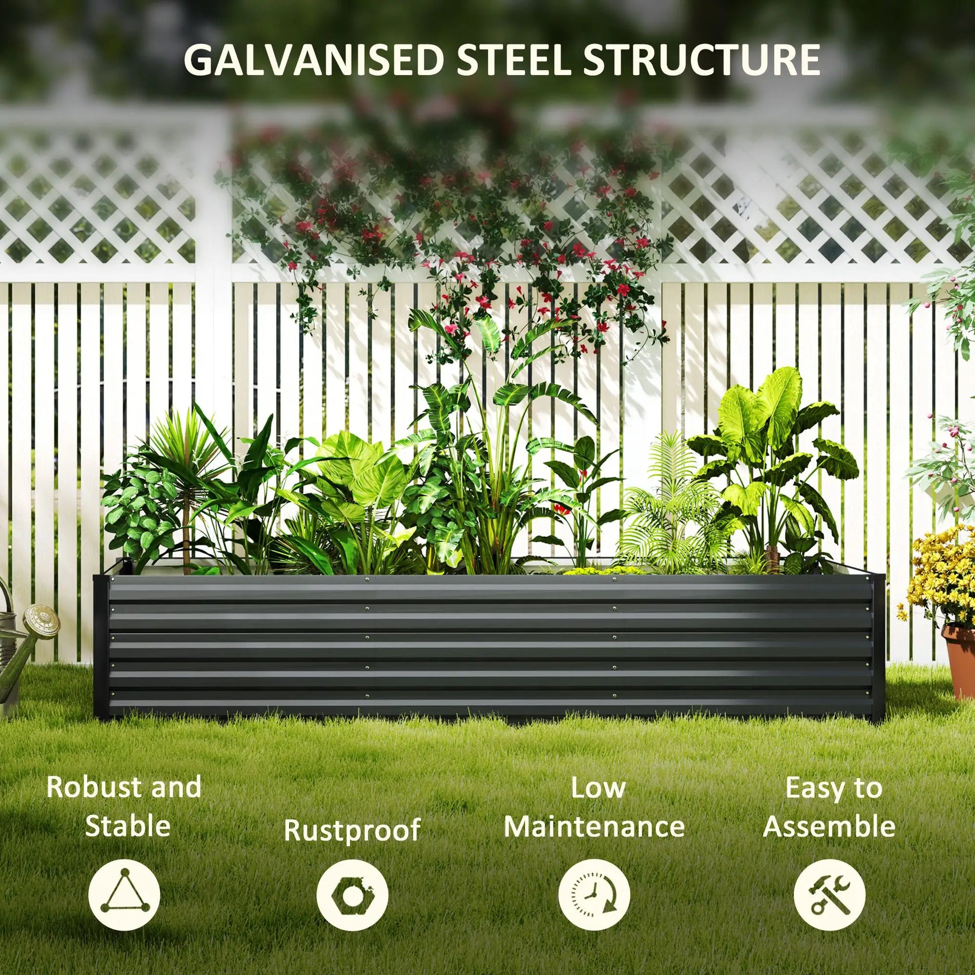 8x2.6x1.5ft Galvanized Raised Garden Bed, Outdoor Planter Box, Dark Grey Raised Garden Beds at Gallery Canada