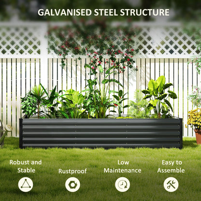 8x2.6x1.5ft Galvanized Raised Garden Bed, Outdoor Planter Box, Dark Grey Raised Garden Beds at Gallery Canada