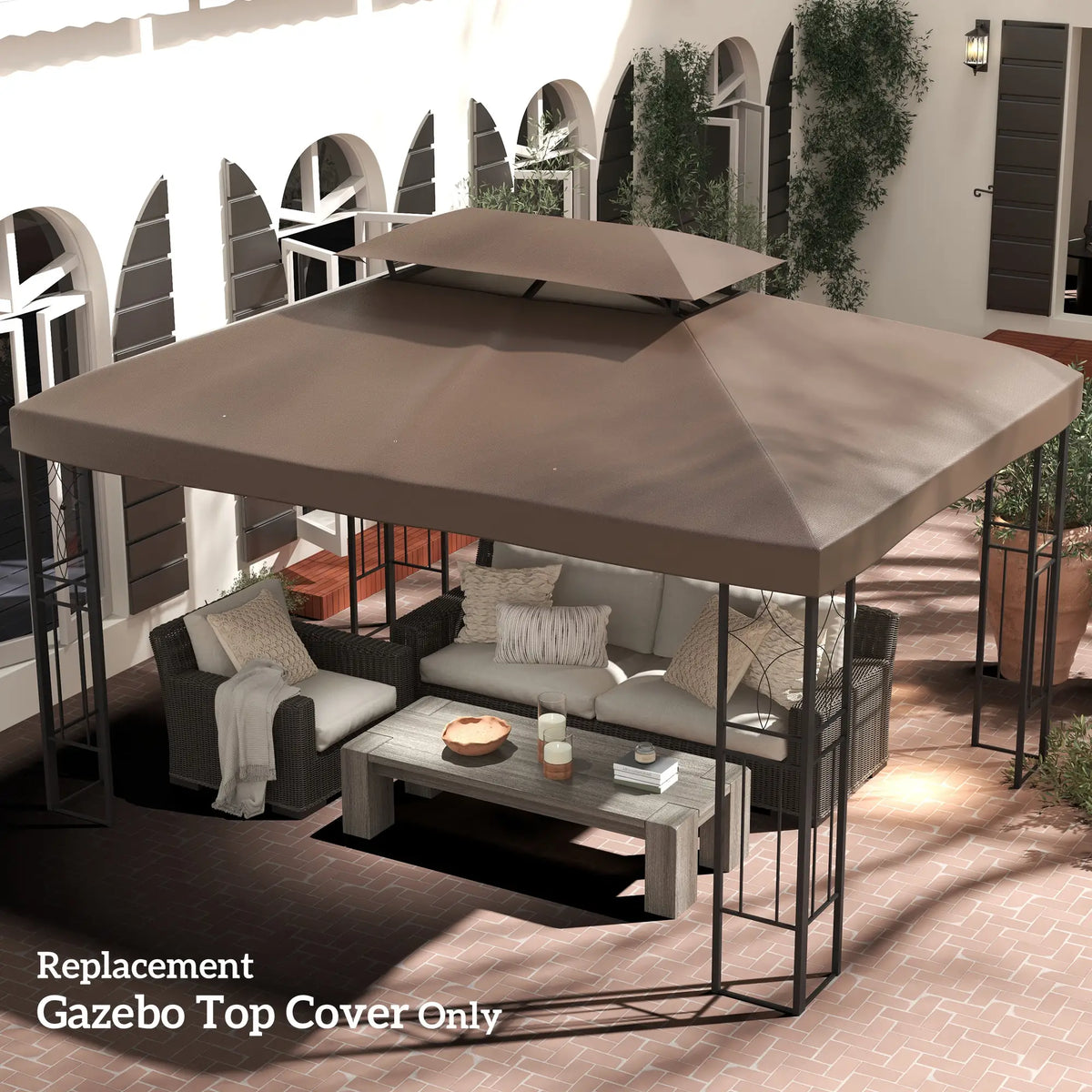 13' x 10' Gazebo Replacement Canopy, 2 Tier Top, UV Cover, Top Only, Brown Gazebo Canopy Replacement at Gallery Canada