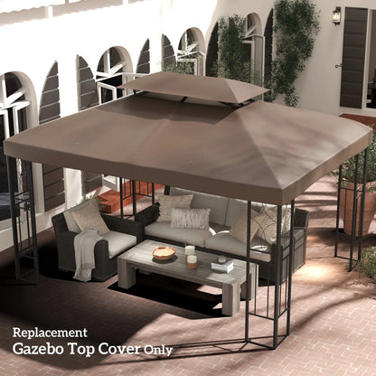 13' x 10' Gazebo Replacement Canopy, 2 Tier Top, UV Cover, Top Only, Brown Gazebo Canopy Replacement at Gallery Canada