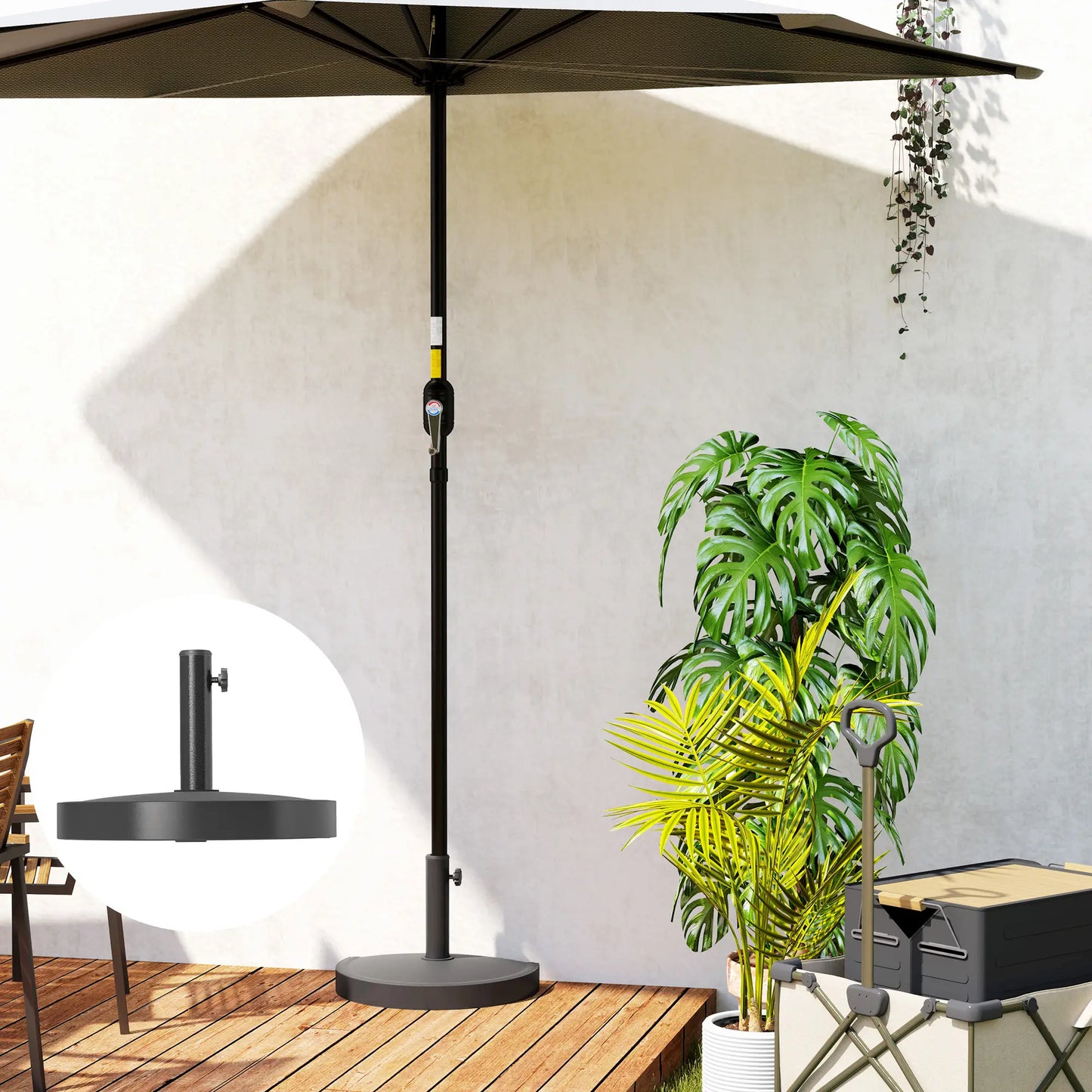 20 lbs Resin Half Parasol Base, Outdoor Umbrella Stand, Black Umbrella Bases at Gallery Canada