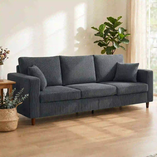 3-Seater Corduroy Sofa with Deep Seat, Dark Grey