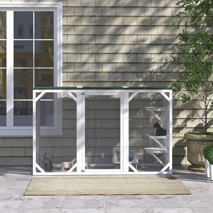 Outdoor Cat Enclosure, Waterproof Roof, Multi-Level Platforms, Lock, White Outdoor Cat Enclosures at Gallery Canada