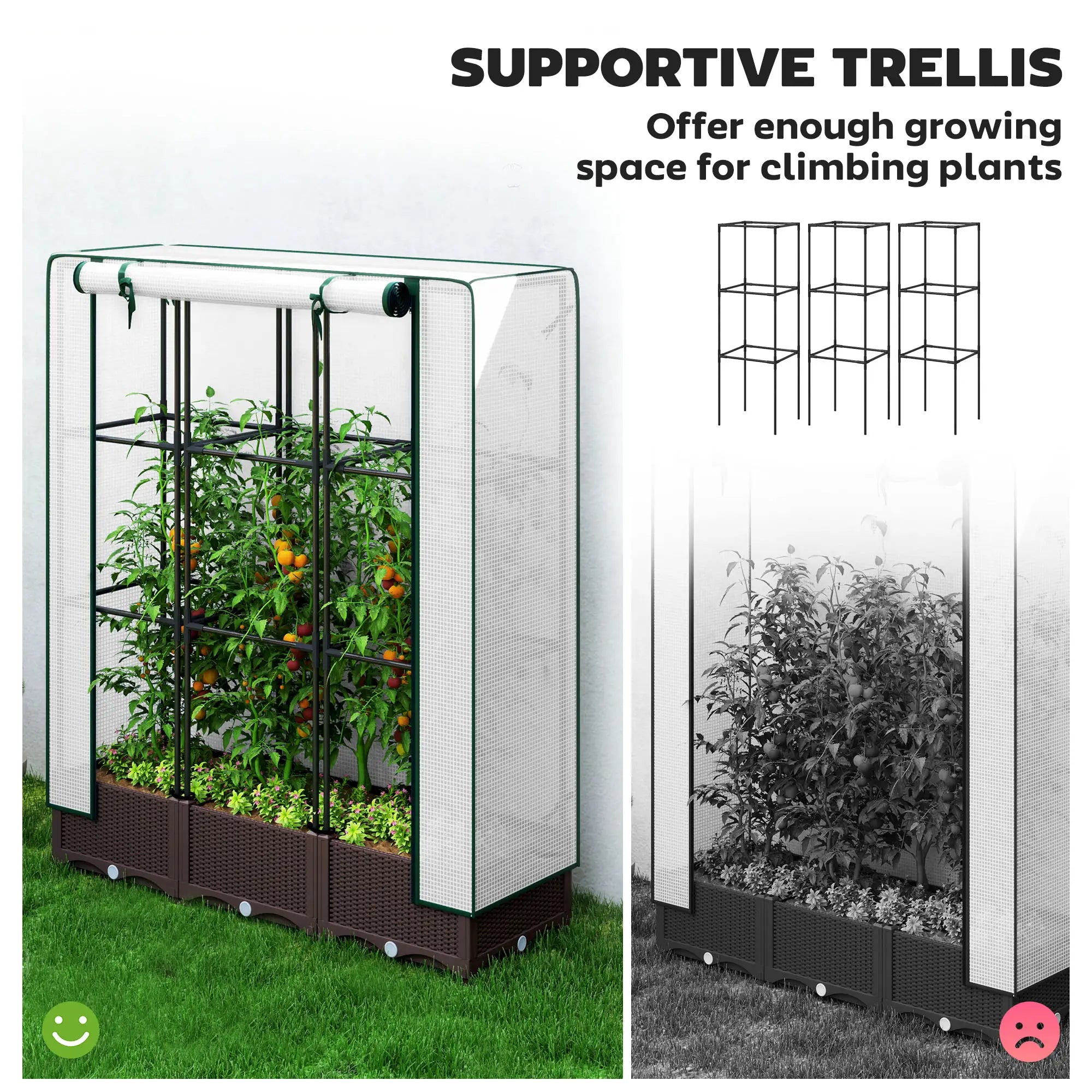 Raised Garden Bed Kit with Trellis, PE Cover, Zipper Door, 47 x 16 x 50 Inch Raised Garden Beds at Gallery Canada