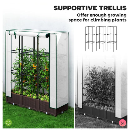 Raised Garden Bed Kit with Trellis, PE Cover, Zipper Door, 47 x 16 x 50 Inch Raised Garden Beds at Gallery Canada