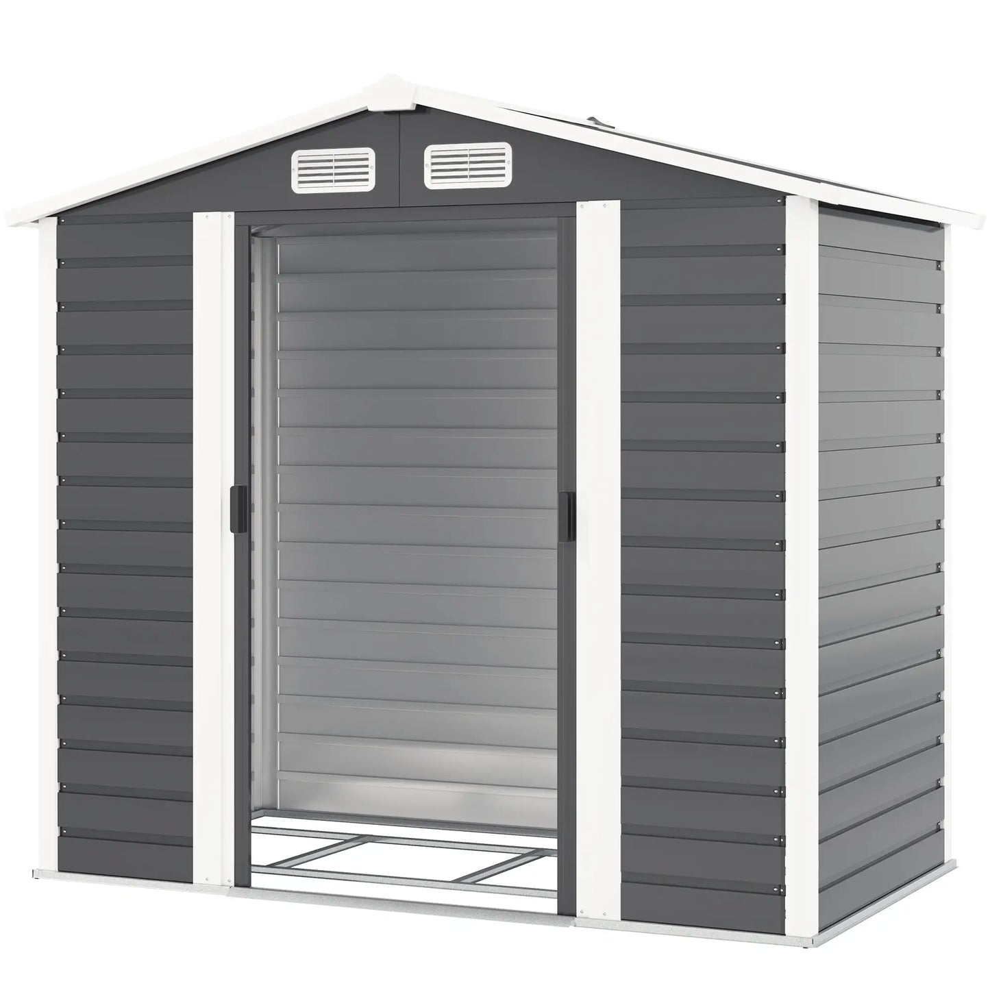 7' x 4' Metal Garden Shed, Lockable Doors, Dark Grey Sheds Dark Grey at Gallery Canada