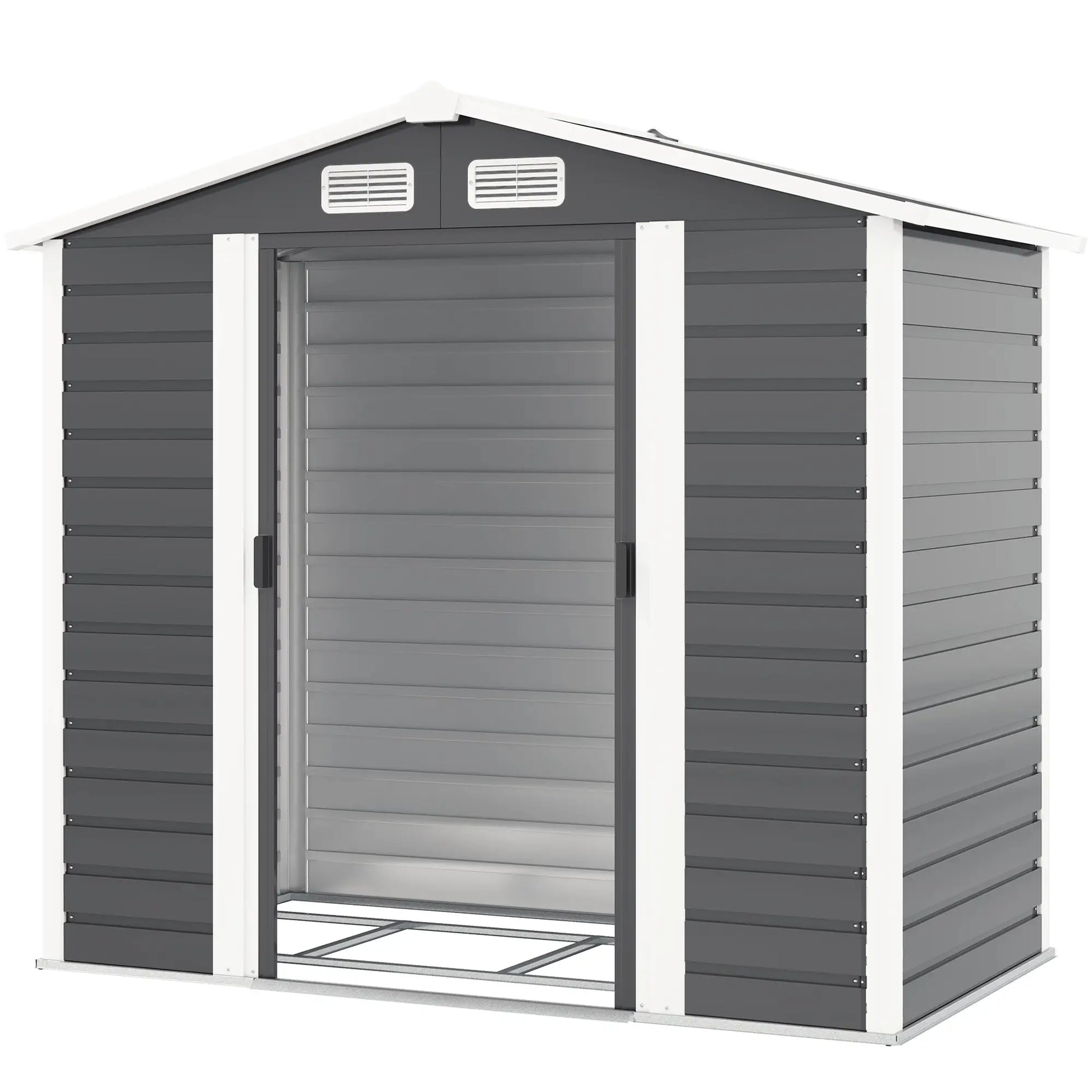 7' x 4' Metal Garden Shed, Lockable Doors, Dark Grey Sheds Dark Grey at Gallery Canada