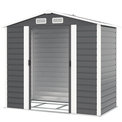 7' x 4' Metal Garden Shed, Lockable Doors, Dark Grey Sheds Dark Grey at Gallery Canada
